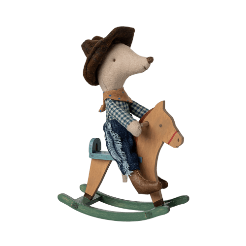 Maileg - Cowboy Mouse On Rocking Horse, Little Brother