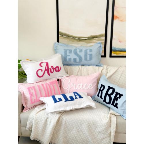Personalized Nursery Name Pillow Cover with Punch Needle Embroidery, Kid Room Decor, Baby Room Decor, Dorm Room Pillow, Slumber Party Gift