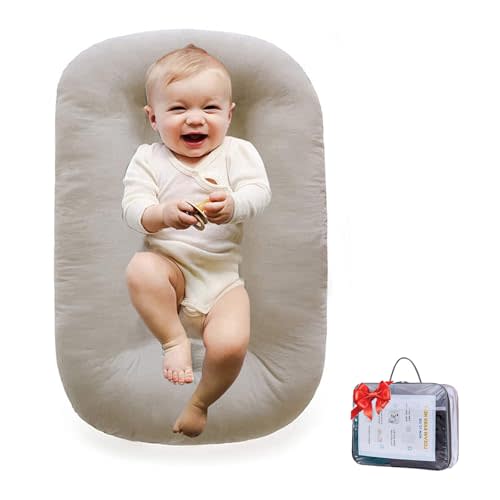 100% Cotton Baby Lounger Support Cushion, Home & Travel, Apricot | 0-24 Months,CPC Compliant,Tummy Time, Machine-Washable,Newborn,Portable,Baby Shower Gifts,Infant Support Cushion