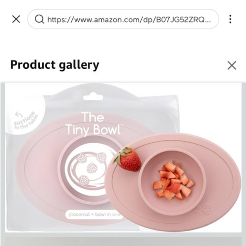 ezpz Tiny Bowl (Blush) - 6 Months+ - 100% Silicone Suction Placemat + Bowl for Infants - Fits All Highchair Trays - Baby-Led Weaning Supplies