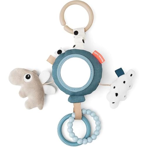 Done by Deer to-Go Activity Mirror – Happy Clouds – Blue | Baby Sensory Toy with Rattle, Rings & Textures | Mirror Toy for Stroller, Car Seat & Tummy Time | Developmental Toy for Newborns