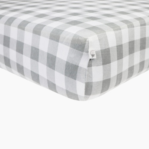 Burt's Bees Baby Organic Cotton Jersey Fitted Crib Sheet - Fog Buffalo Check, 1