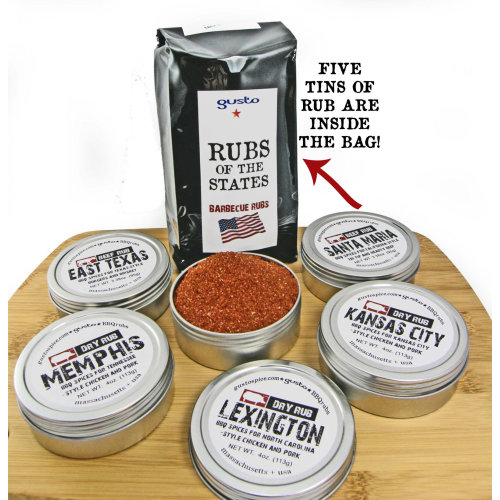 DELUXE! Gusto's BBQ Spice Rub Gift Set: Rubs of The States or South