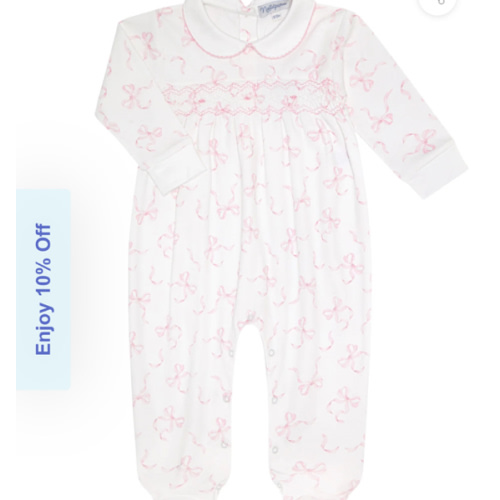 Charming Bows Print Smocked Footie