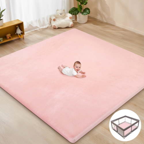 babyeap Baby Play Mat,50"x50" Playpen Mat,1.3" Extra Thick Crawling Mat for Floor Cushion,Removable Washable Cover Playmat for Babies Toddlers Infant,Pink
