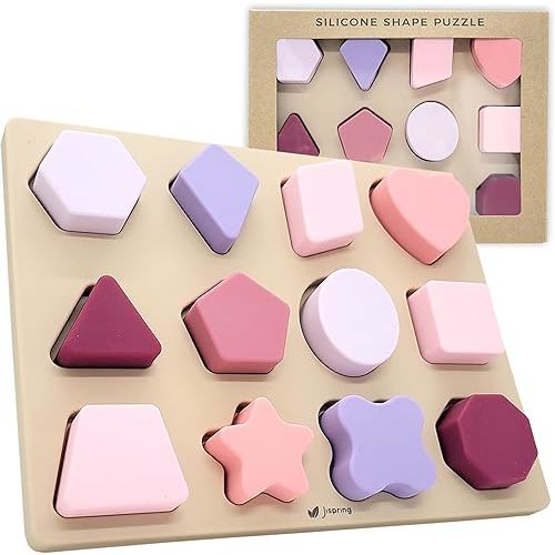 Jispring [100% Silicone] Shape Puzzles for Dementia, Products for Elderly, Cognitive Matching Games, Fidget Sensory Toys for Alzheimers, Dementia Activities for Seniors, Anxiety Relief Tiles