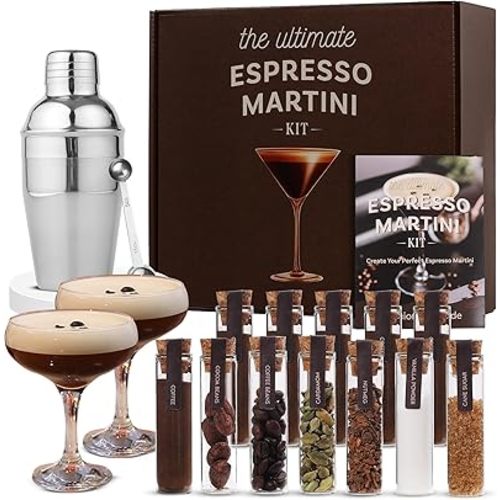 Your Dream Party Shop - Premium Cocktail Kit Gift Set - with Glasses, Accessories, and Elegant Decorations for Birthdays, Birthday Gifts for Women (Espresso Martini Kit)