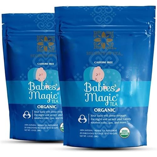 Secrets of Tea Baby Colic Babies' Magic Tea – Organic, Natural, Safe – Calming & Soothing Relief for Baby Acid Reflux, Gas, Colic – 40 Count(2 Pack)