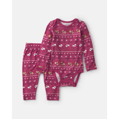 Baby 2-Piece Fair Isle PurelySoft™ Long-Sleeve Bodysuit & Pant Set - Burgundy | Carter's