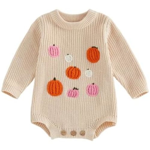Baby Girl Boy Thanksgiving Sweater Turkey Romper Knit Bodysuit