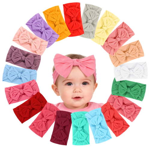 20PCS Baby Girls Headband Soft Nylon Stretchy Head Wrap Infants Bow Hair Band