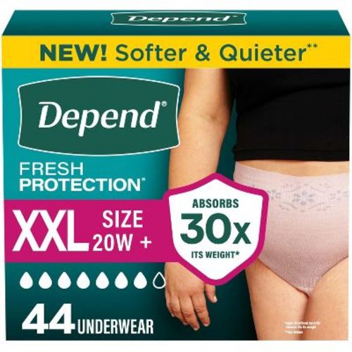 Depend Fresh Protection Adult Incontinence & Postpartum Underwear for Women - Maximum Absorbency - XXL - Blush - 44ct