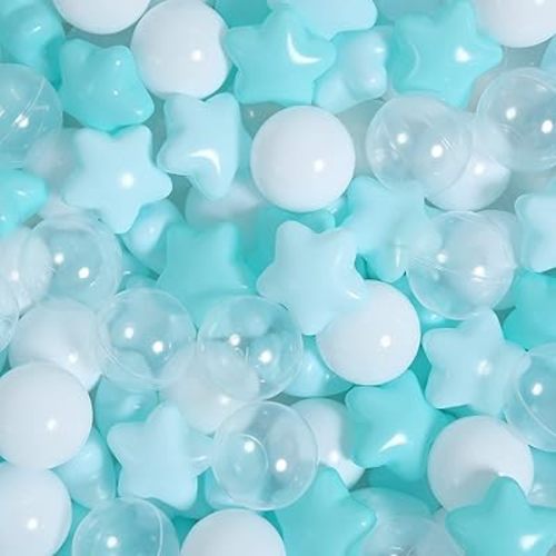 TRENDPLAY Star Ball Pit Balls for Toddlers -50 100 200 Count Star Balls Different Shapes, Non-Toxic Plastic Balls for Safe Play, Boys Girls Festival Party Decoration