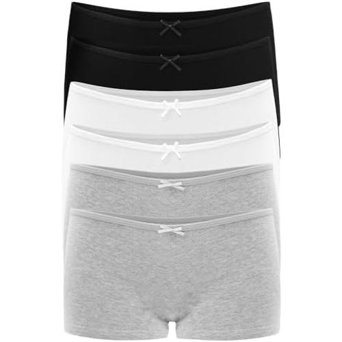 Allxwek Womens Cotton Underwear Boy Shorts for Women Stretch Comfort Boxer Briefs Ladies Knot Panties 3/6 3901