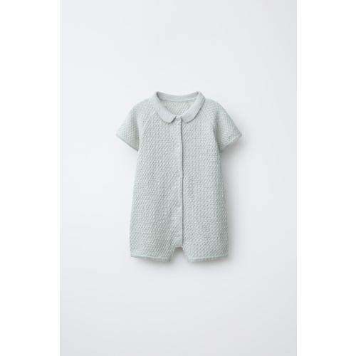TEXTURED KNIT SHORT JUMPSUIT - Pastel green | ZARA United States