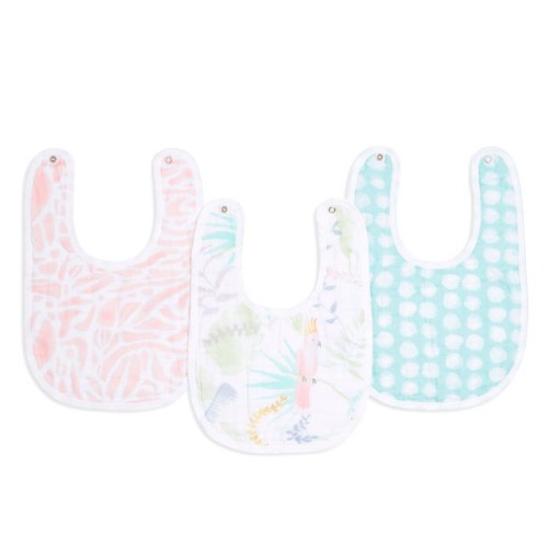 Tropical Cotton Muslin Snap Bib | 3pk | aden + anais