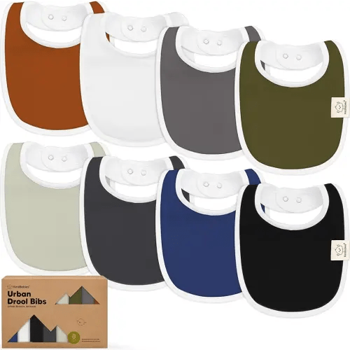 KeaBabies 8-Pack Organic Baby Bibs for Drooling and Teething (Basics)