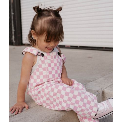 Checkered Overalls - Pink | Little Trouble