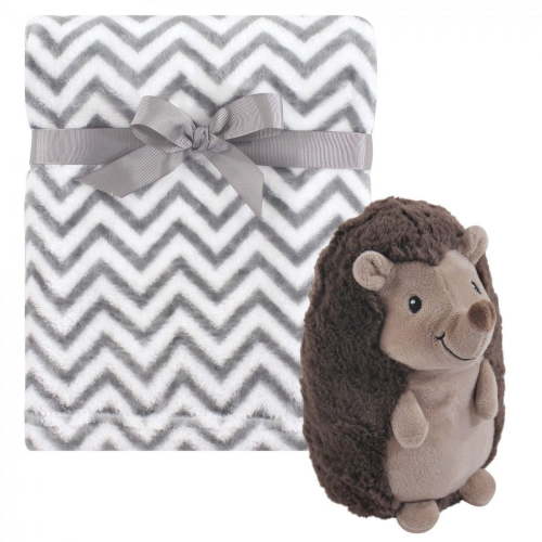 Hudson Baby Infant Plush Blanket with Toy, Hedgehog, One Size