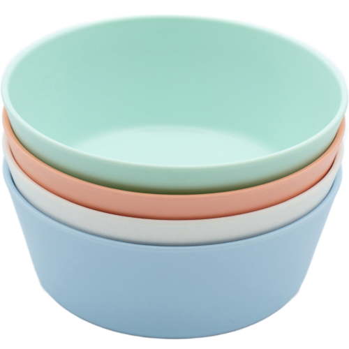 WeeSprout Bamboo Kids Bowls, Set of Four Kid-Sized Dinnerware, Cereal, Leftovers & Snack Bowl