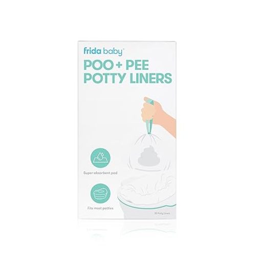 Frida Baby Poo + Pee Potty Liners, Leak-Proof, Super-Absorbent Liners Potty Bags, Fits Most Potty Chairs for Easy Cleanup, 30 Count
