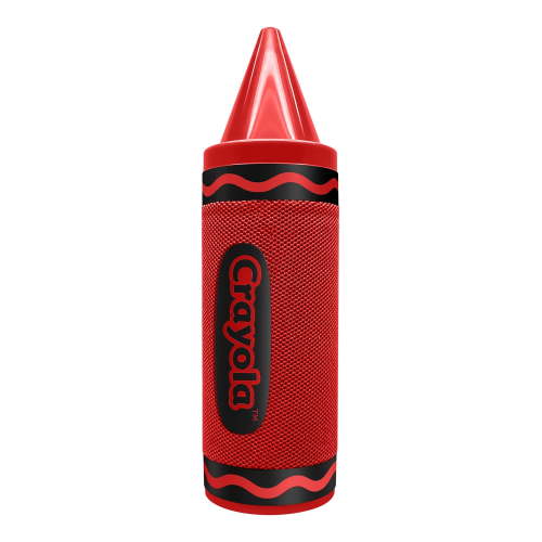 Crayola 5-Watt Portable Bluetooth Rechargeable Crayon Speaker with FM Radio, TWS, USB/microSD/Aux, up to 3 Hours of Play Time, Red