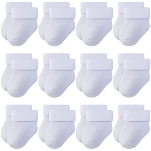 RATIVE Baby Socks Soft Terry Turn Cuff For Newborns (0-6 Months)