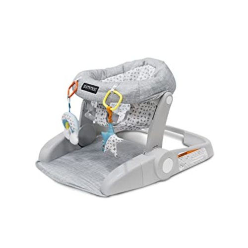 Bright Starts Learn-to-Sit 2-Position Floor Seat (Heather Gray) – Sit Baby Up in This Adjustable Baby Activity Seat Appropriate for Ages 4-12 Months – Includes Toys, Funfetti Neutral