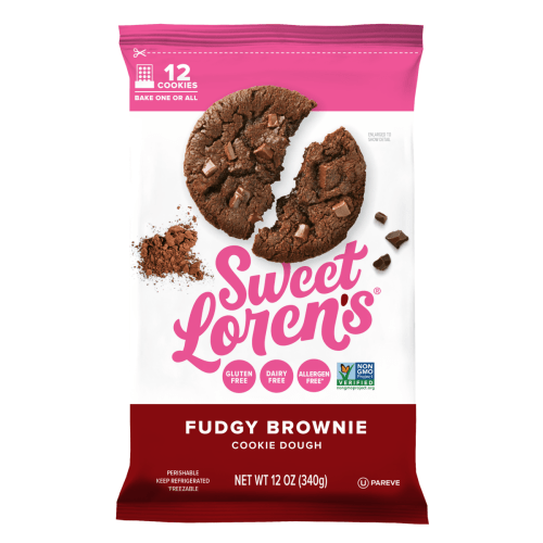 Sweet Loren's Ready to Bake Fudgy Brownie Cookie Dough, Gluten Free & Vegan, 12oz