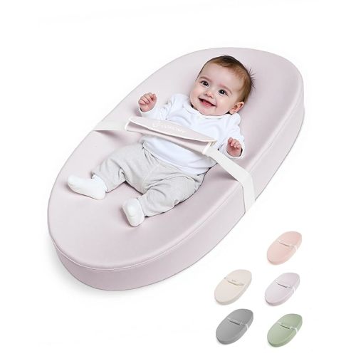 COMOMY Baby Changing Pad with Wipeable & Waterproof PU Cover, Contoured Diaper Changing Pad for Dresser with Non-Slip Safety Belt, Portable and Lightweight, Large Cushioned Foam, Lavender