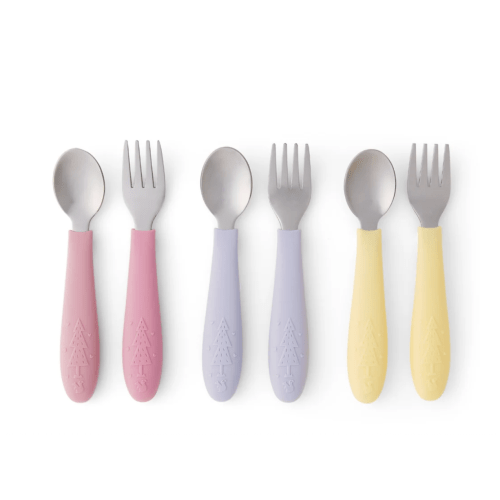Babies/Toddler Stainless Steel Spoons + Forks with Silicone Handle