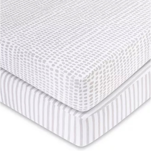 Ely’s & Co (2 Pack) Waterproof Pack N Play Mini Portable Crib Sheets - Taupe Stripes & Splash
