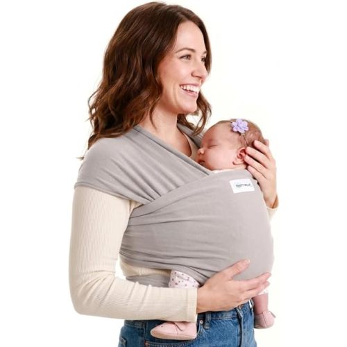 Sleepy Wrap Baby Carrier Newborn to Toddler (7–35 lbs) – Lightweight & Stretchy Baby Wrap Carrier for Infants – Ergonomic Hands Free Baby Sling Wrap for Comfortable Baby Wearing (Light Gray)