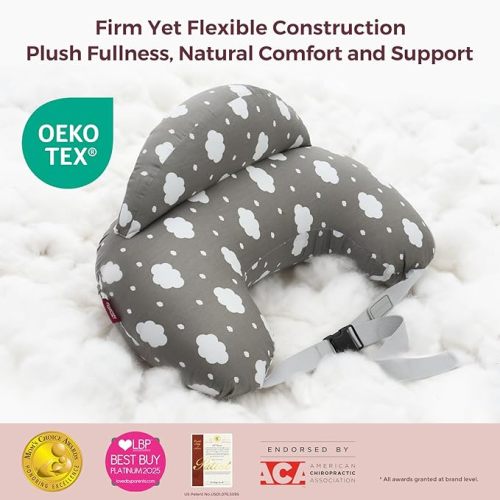 Momcozy Original Nursing Pillow for Breastfeeding-Pioneering Safety Fence- Wider Feeding Pillows for More Support for Mom & Baby- Easier Nursing & Hand Free- Fit for All, Removable Cotton Cover