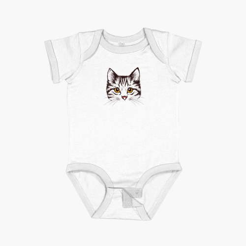 Luvly Kitten Face Cute Funny Short Sleeve Baby One-Piece, New Born, Baby Shower Gift, New Parents Gift