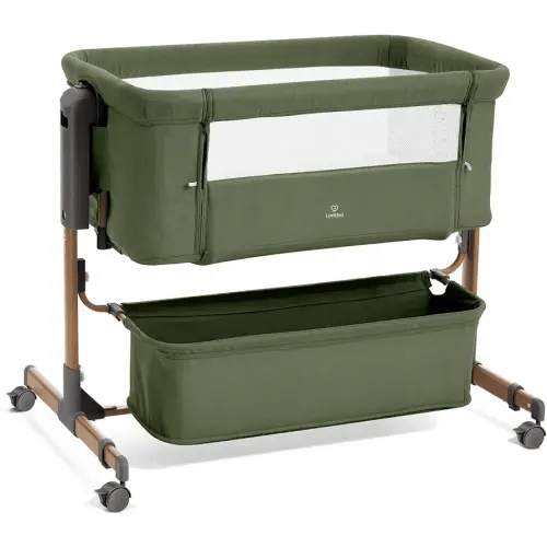 3 in 1 Baby Bassinet, Rocking Bassinet, Bedside Bassinet, 6-Height Adjustable, Bassinet Bedside Sleeper, Bedside Bassient for Baby with Comfy Mattress, Breathable Mesh, Large Storage Basket