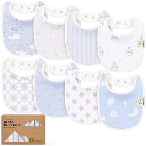 KeaBabies 8-Pack Organic Baby Bibs for Drooling and Teething(Constellation)