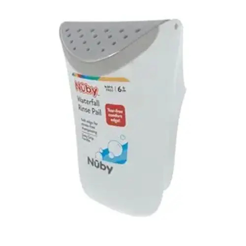 Nuby Waterfall Rinse Pail - Gentle Rinsing Water Scoop for Tear-Free Infant and Toddler Bath Time - 6+ Months - Baby Bath Essentials