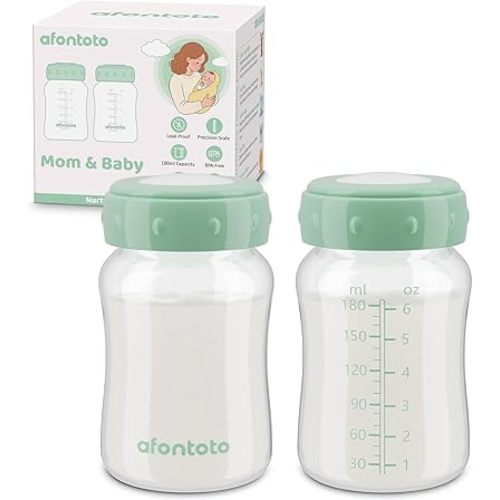 Breastmilk Storage Bottle Compatible with Spectra S1/S2/SG/9Plus /Motif Luna Flange, 6oz Wide-Neck Spectra Bottles for Pumping, Baby Bottle Storage with Lid Fit Momcozy Breast Milk Cooler 22oz, Green