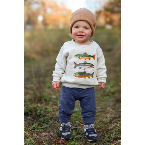 Toddler Trout Crewneck Sweatshirt | Children's Fish Shirt | Gender Neutral Children's Clothing | Kids Fishing Shirt | Kids Nature Clothing