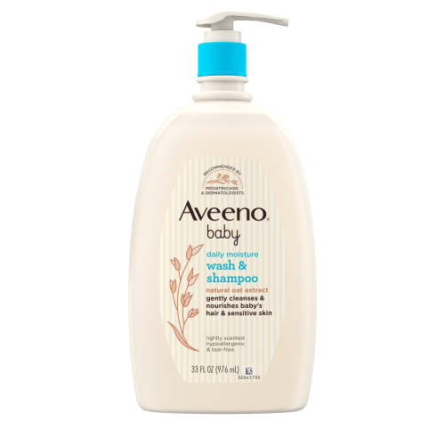 Aveeno Baby Daily Moisture Bath Body Wash & Shampoo, Oat Extract, 33 fl oz