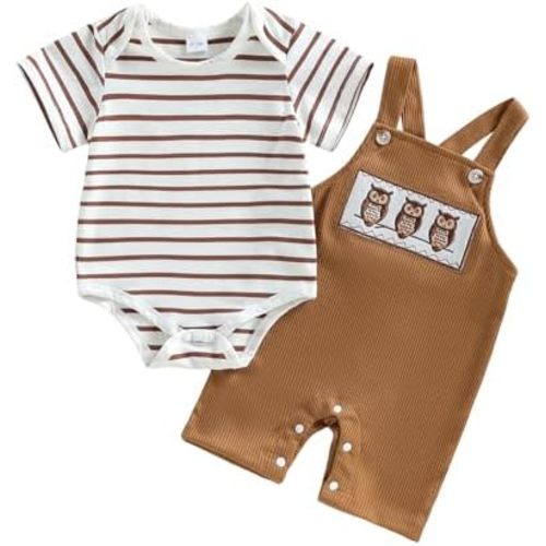 Newborn Baby Boy Summer Clothes Short Sleeve Romper Jumpsuit and Overall Shorts Set 2 Piece Outfit