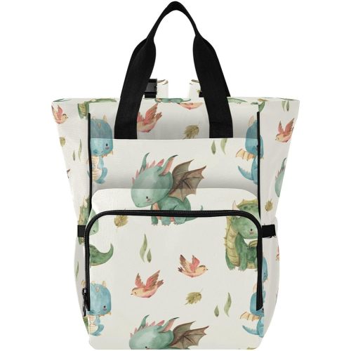 xigua Watercolor Dragon Diaper Bag Backpack Multi Function Baby Changing Bags Waterproof Large Capacity Travel Back Pack for Mom Dad