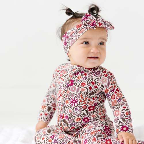 Fall Blooms Small Ribbed Zip Romper