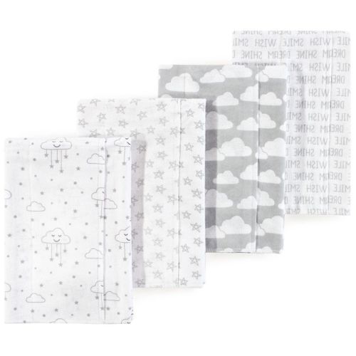 Luvable Friends Hudson Baby Flannel Burp Cloths 4pk, Misty Gray Cloud