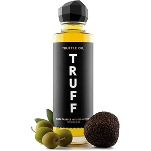 TRUFF Black Truffle Oil - Black Truffle Infused Olive Oil - Gourmet Dressing, Seasoning, Marinade, or Drizzle, Non-GMO, Gluten-Free, 5.6 fl.oz