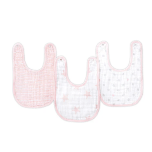 essentials cotton muslin snap bibs 3 pack