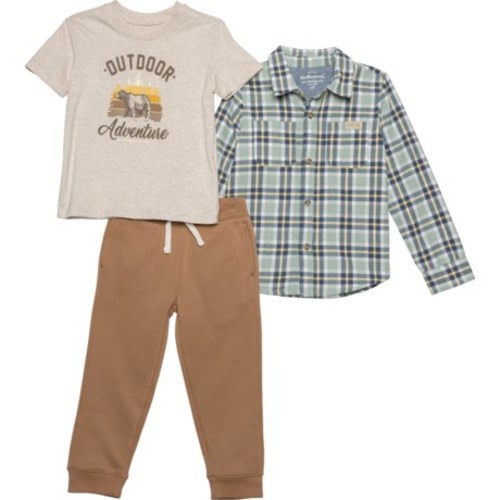 Weatherproof Vintage Infant Boys Flannel Shirt, T-Shirt and Joggers Set - Short Sleeve - Save 75%