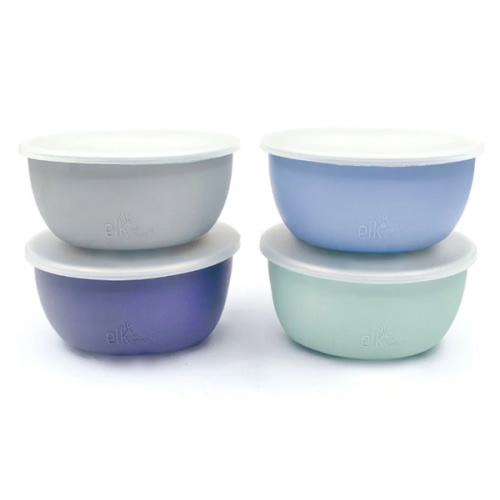 Stainless Steel Bowl with Silicone Sleeve + Lids
