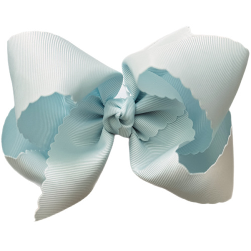 Powder Blue Scallop Edge Grosgrain Bow